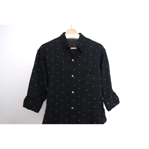 Yohji Yamamoto - 1980s Rayon Embroidered Pin Dot Workshop Shirt - Picture 7 of 16